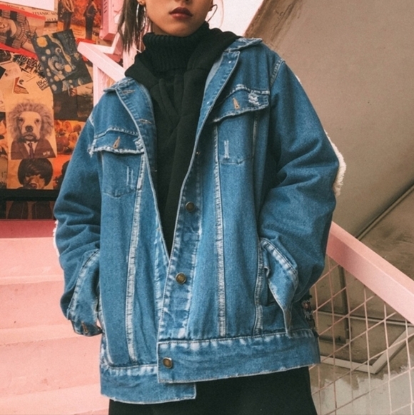 Oversized Embroidered,  Tribal Print, Jean Jacket - Picture 10 of 16